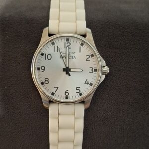 Invicta Angel Silver Dial Watch with White Band New Battery Installed